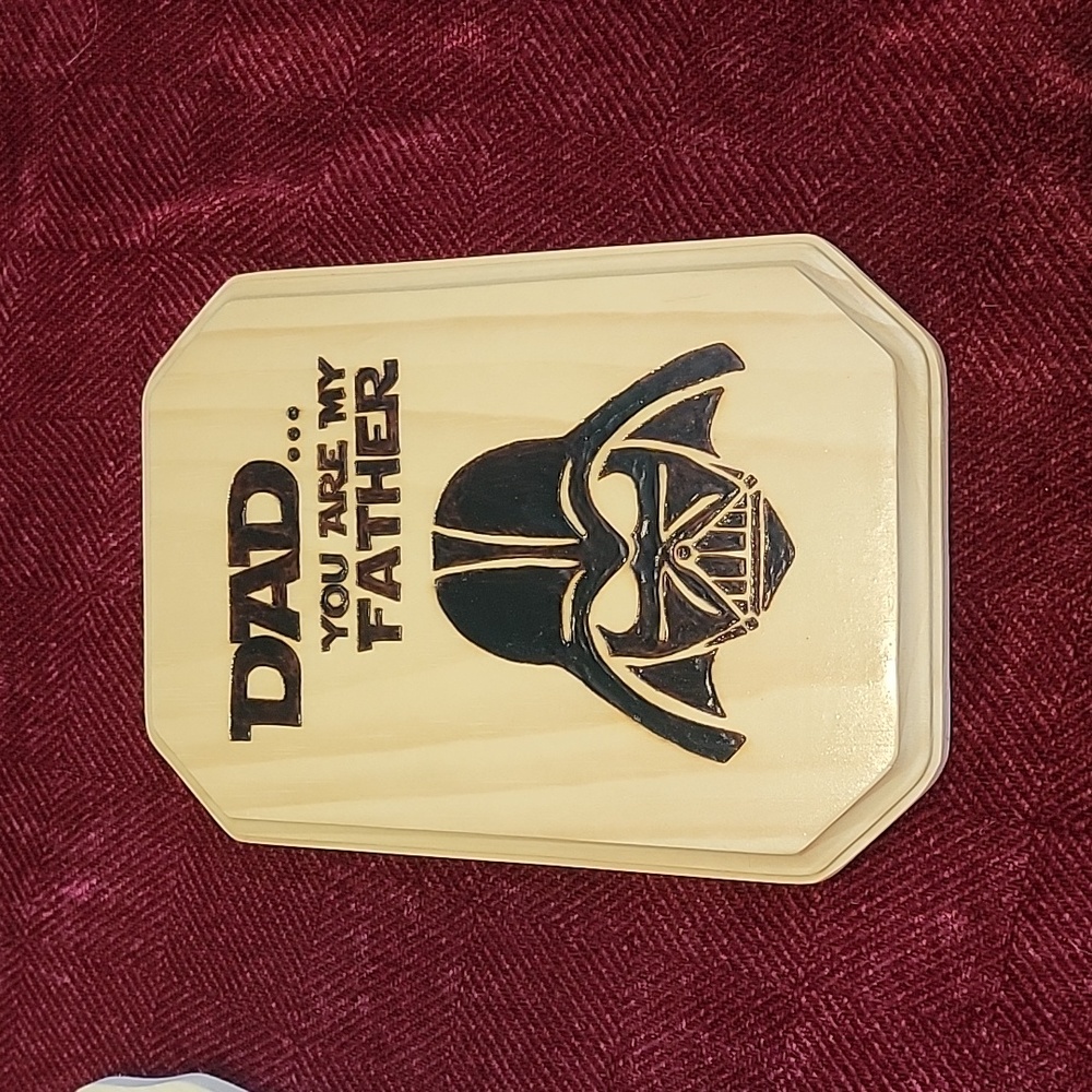 Darth Vader pyrography sign
